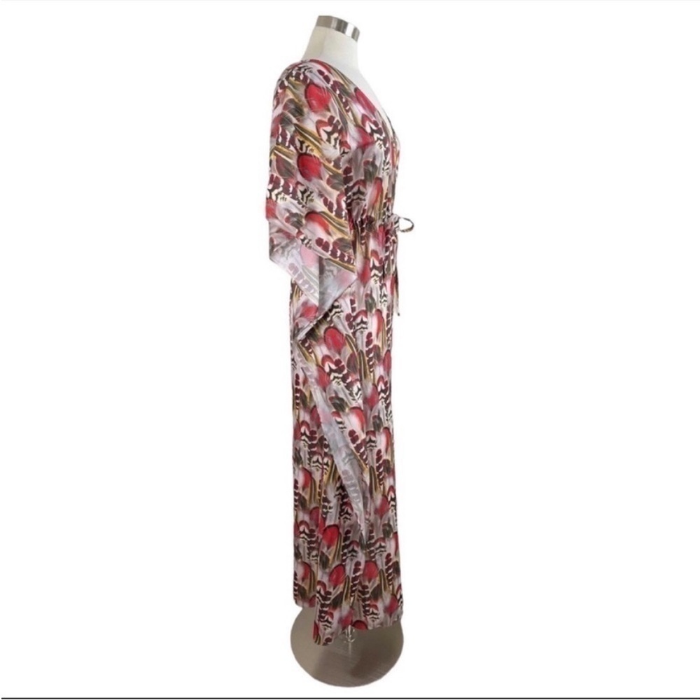TRAFFIC PEOPLE Feather Print Caftan Maxi size XS - Picture 3 of 9